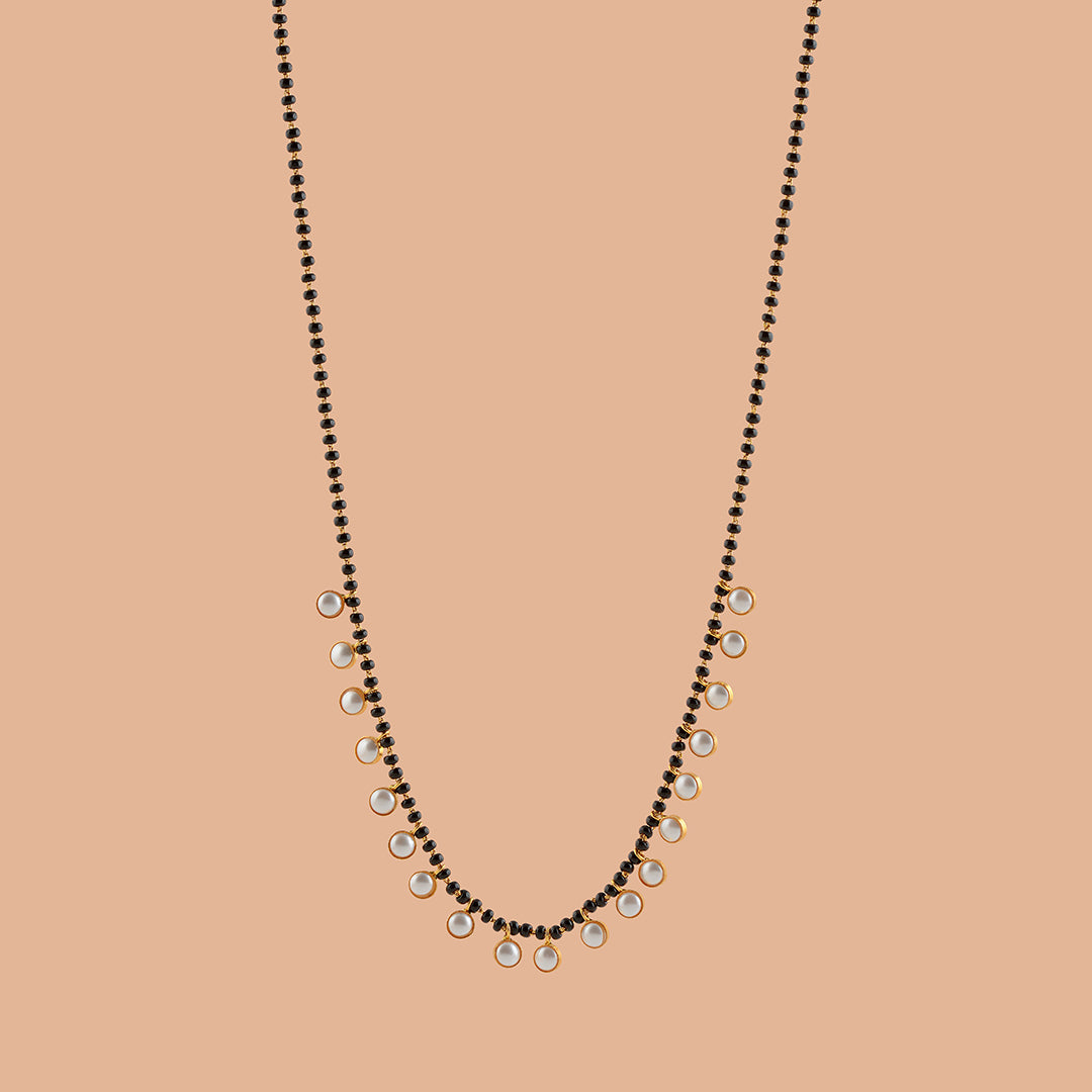 Single Line Gold Pearl Necklace Chain - Krishna Jewellers Pearls and Gems